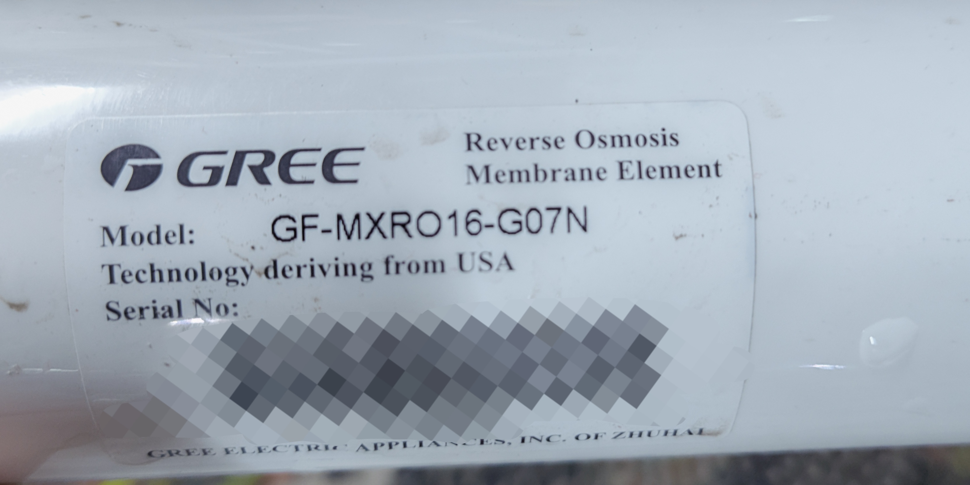 格力原机原厂50G反渗透膜元件，型号：GF-MXRO16-G07N